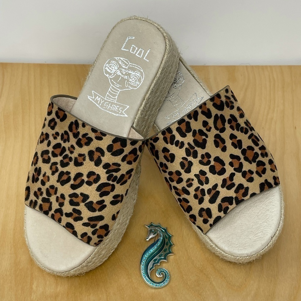 Cool My Shoes Animal Print Wedge Sandals Size 6